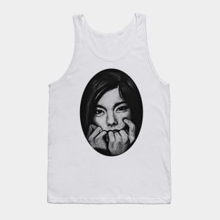 Bjork-Black & White Sketch Illustrations Tank Top